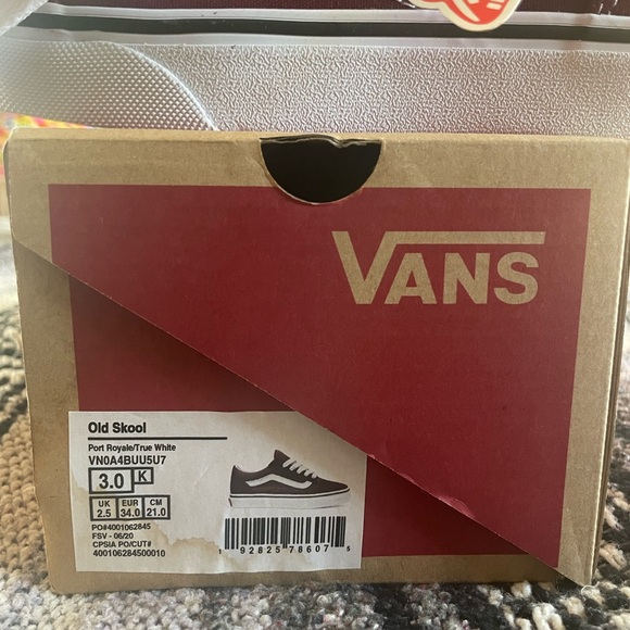 VANS - Old Skool - Maroon/White - Size 3.0 Kids - Never Worn - Picture 4 of 4